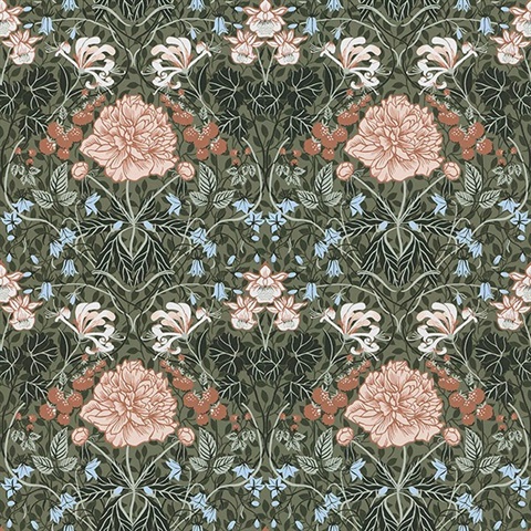 Celestine Green Floral Wallpaper
