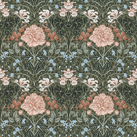 Celestine Green Floral Wallpaper