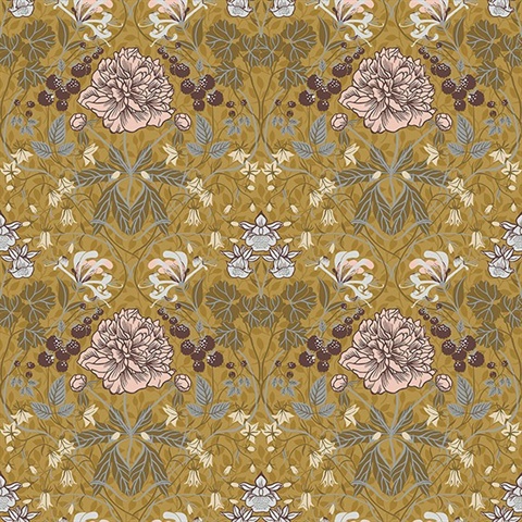 Celestine Mustard Floral Wallpaper