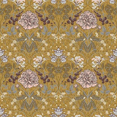 Celestine Mustard Floral Wallpaper