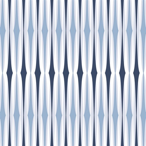 Century Stripe Blue & Navy Blue Retro Wallpaper