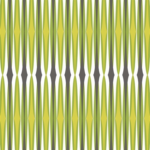 Century Stripe Green & Black Retro Wallpaper