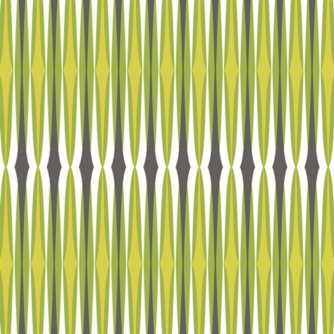 Century Stripe Green & Black Retro Wallpaper