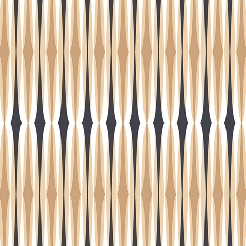 Century Stripe Tan & Black Retro Wallpaper