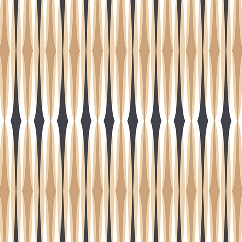 Century Stripe Tan & Black Retro Wallpaper