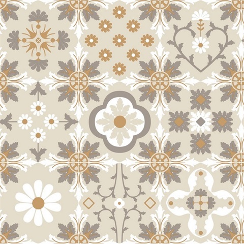 Ceramic Tiles Beige Wallpaper