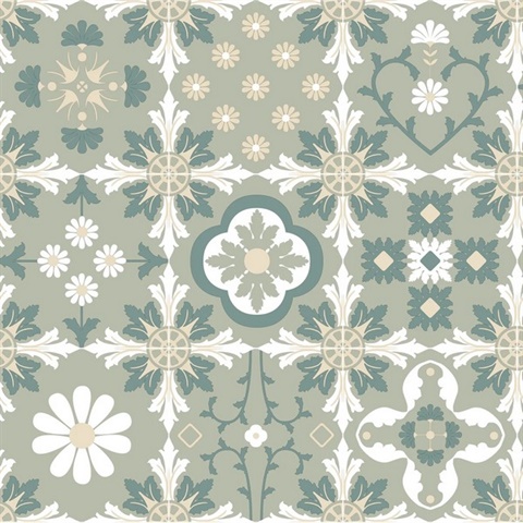 Ceramic Tiles Green Wallpaper