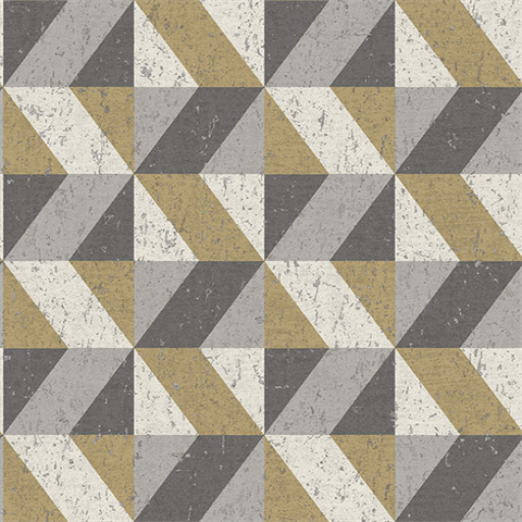 Cerium Metallic Concrete Geometric Wallpaper