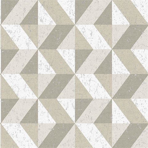 Cerium Neutral Concrete Geometric Wallpaper