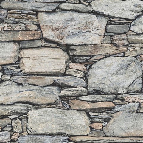 Cesar Grey Stone Wall Wallpaper