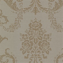 Chambers Brass Floral Damask Wallpaper