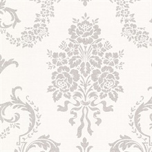 Chambers Platinum Floral Damask Wallpaper