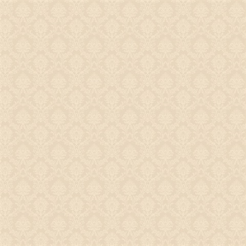Champagne Small Damask Wallpaper