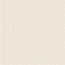 Champagne Small Damask Wallpaper