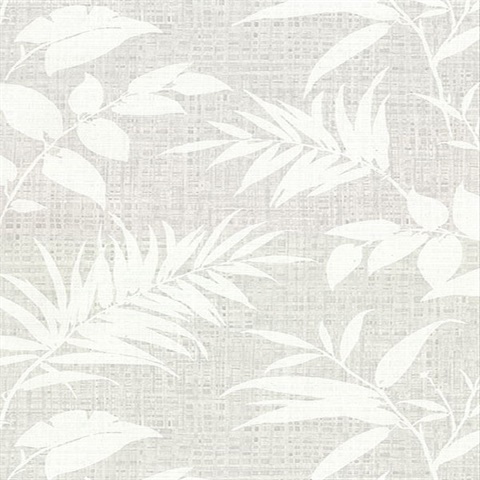 Chandler Grey Botanical Faux Grasscloth Vinyl Wallpaper