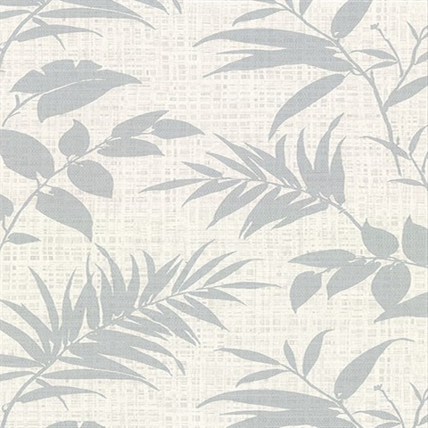 Chandler Off-White Botanical Faux Grasscloth Vinyl Wallpaper