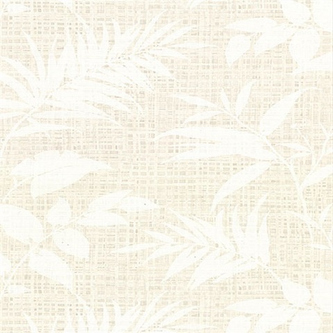 2921-50807 | Chandler White Botanical Faux Grasscloth Vinyl Wallpaper