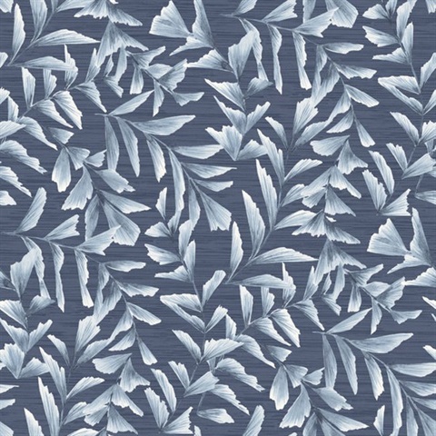 Chapin Dark Blue Floral Vine Wallpaper