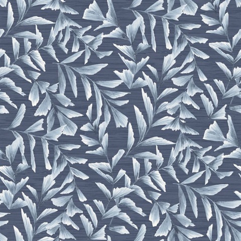 Chapin Dark Blue Floral Vine Wallpaper