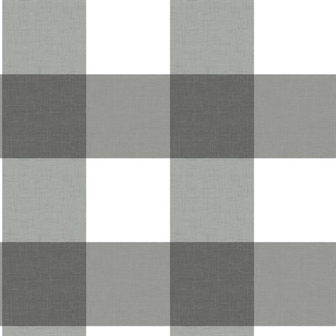 Charcoal Amos Charcoal Gingham Plaid Wallpaper