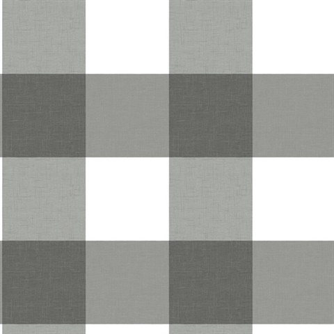 Charcoal Amos Charcoal Gingham Plaid Wallpaper