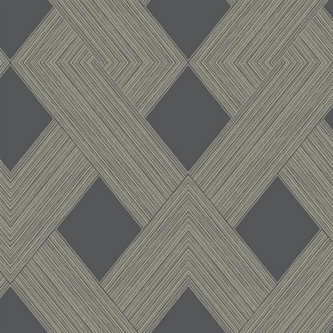 Charcoal Beveled Edge Geometric Wallpaper