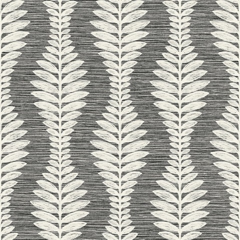 Charcoal Carina Leaf Ogee Wallpaper