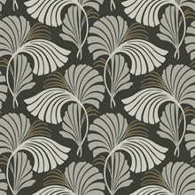 Charcoal Dancing Leaf Wallpaper