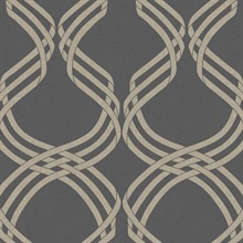 Charcoal &amp; Glint Dante Ribbon Wallpaper
