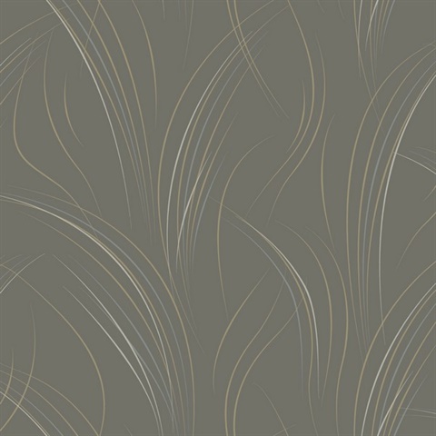Charcoal Graceful Wisp Curve Lines Wallpaper