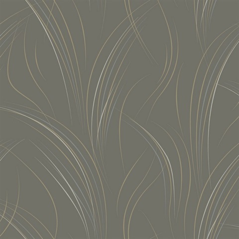 Charcoal Graceful Wisp Curve Lines Wallpaper