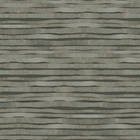Charcoal Grey Dreamscapes Horizontal Modern Stripe Wallpaper