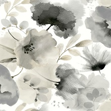 Charcoal Large Watercolor Floral Wallpaper