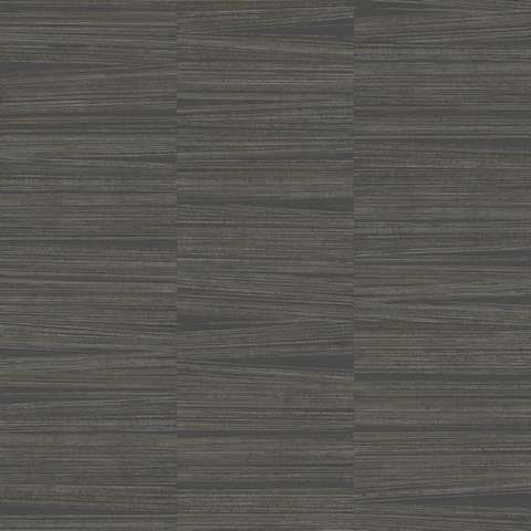 Charcoal Line Stripe Metallic Horizontal Stria Wallpaper