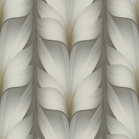 Charcoal Lotus Light Stripe Wallpaper