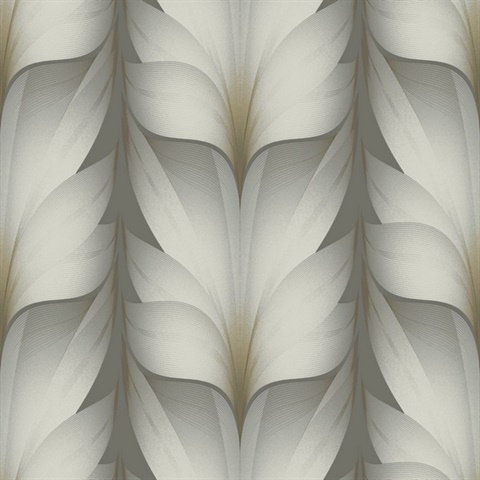 Charcoal Lotus Light Stripe Wallpaper