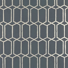 Charcoal Metallic Modern Trellis Wallpaper