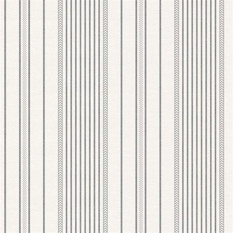Charcoal Navarres Coastal Pinstripe Wallpaper
