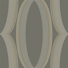 Charcoal Progression Large Ogee Wallpaper