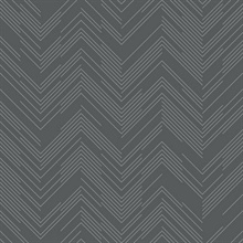 Charcoal &amp; Silver Modern Chevron Line Wallpaper