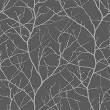 Charcoal & Silver Trees Silhouette Wallpaper