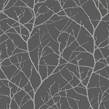 Charcoal & Silver Trees Silhouette Wallpaper