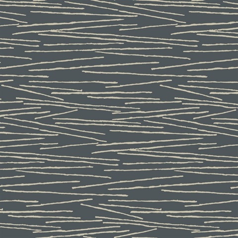 Charcoal Textured Plaster Line Horizon Wallpaper