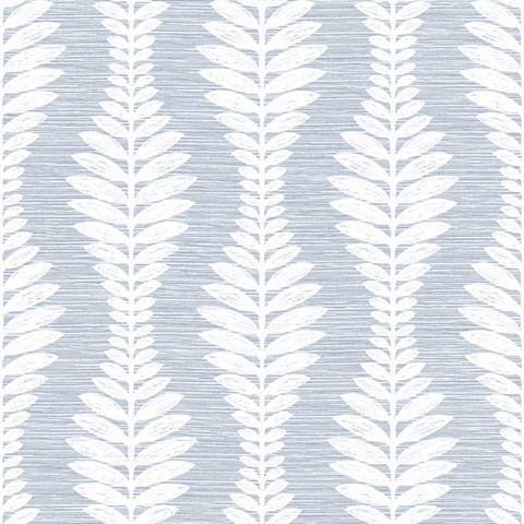 Charlotte Blue Carina Leaf Ogee Wallpaper
