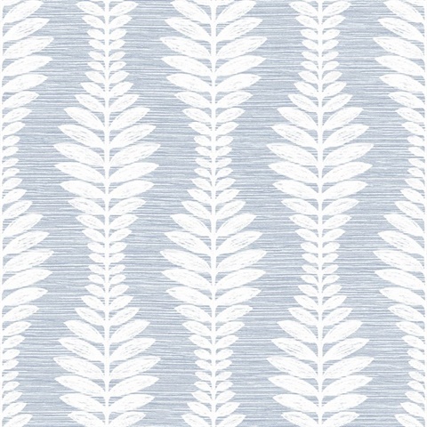 Charlotte Blue Carina Leaf Ogee Wallpaper