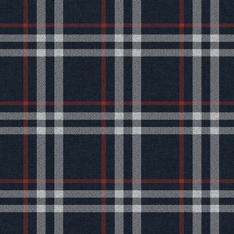 Chase Dark Blue Masuline Plaid Wallpaper