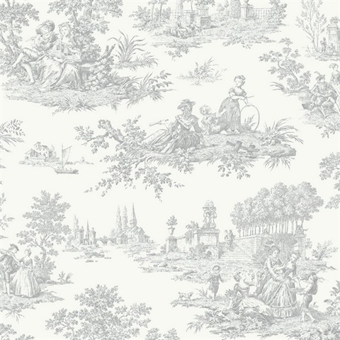 Chateau Toile Toile Argos Grey Peel and Stick Wallpaper