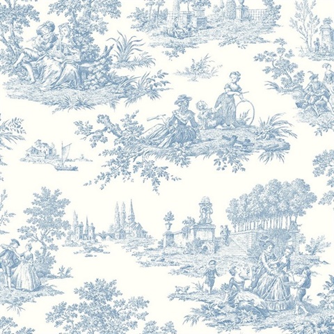 Chateau Toile Toile Blue Bell Peel and Stick Wallpaper