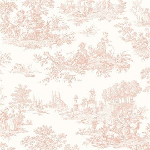 Chateau Toile Toile Blush Peel and Stick Wallpaper
