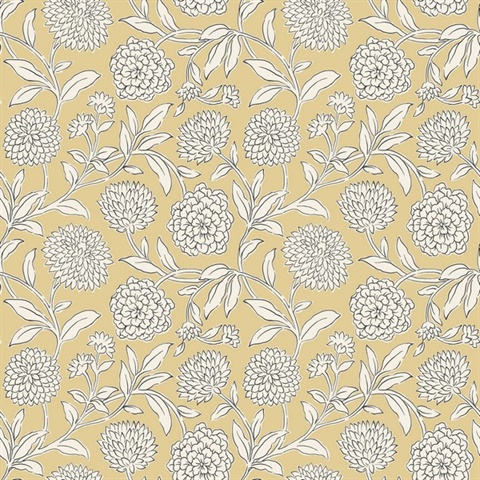 Chatsworth Garden Butter Floral Trail Wallpaper